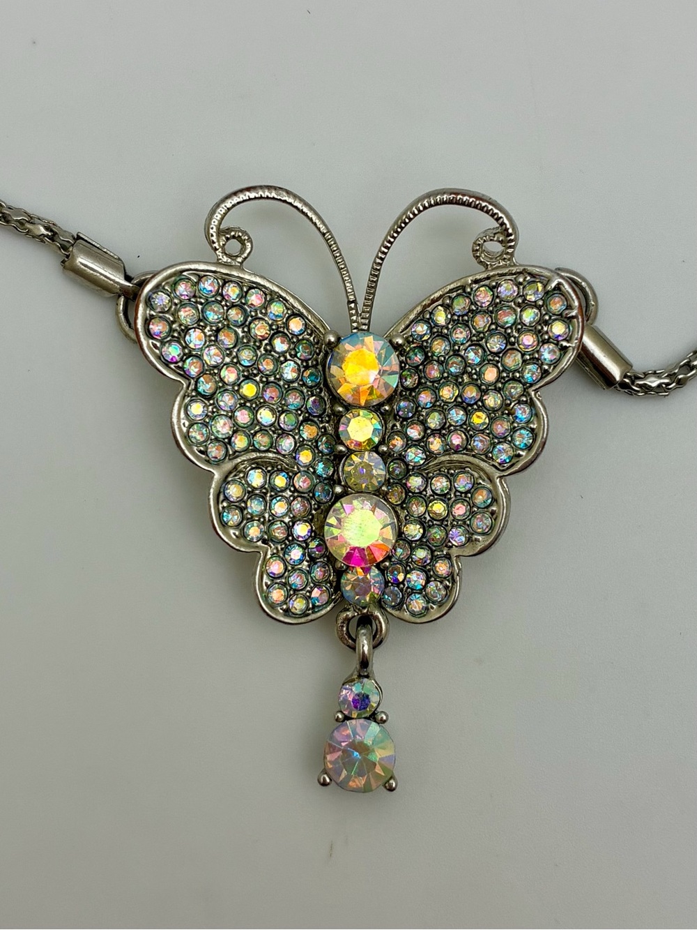 Aurora Crystal Butterfly Pendant Necklace